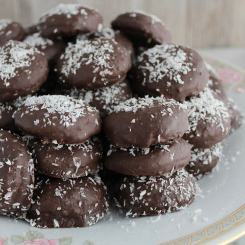 Chocolate Coconut Caramel Cookies
