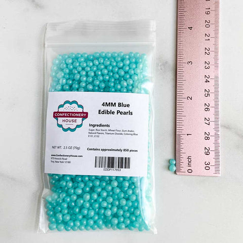 4mm Blue Edible Sugar Pearls