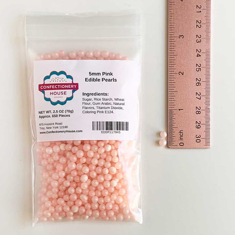 5mm Pink Edible Sugar Pearls