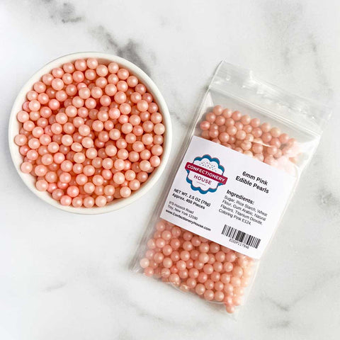 6mm Pink Edible Sugar Pearls