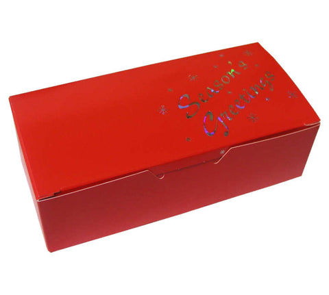 Season's Greetings Red 1 Pound Folding Candy Box 