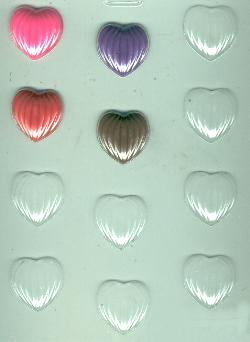 Small Lined Hearts Candy Molds
