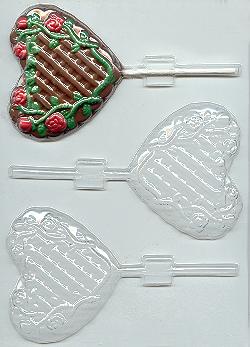 Large Hearts With Roses Pop Candy Molds