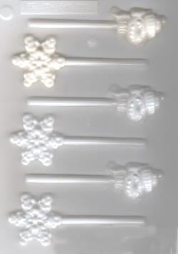 Snowman And Snowflake Pop Hard Candy Molds
