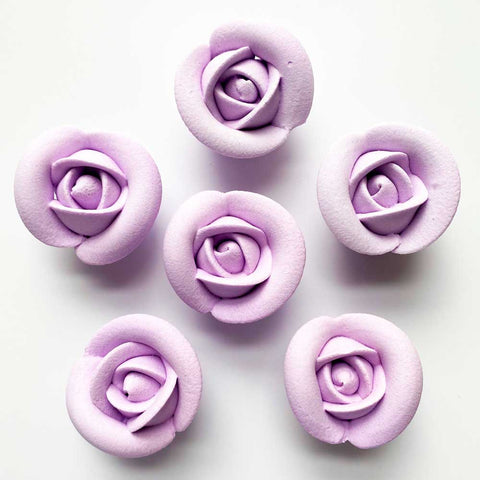 Medium Lavender Royal Icing Roses