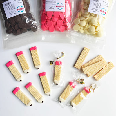Back to School Pencil Wafer Cookies Made with Merckens Chocolate Melts