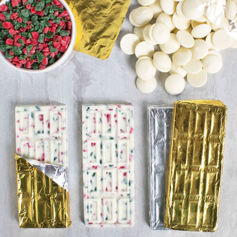 Red and Green Peppermint Crunch Chocolate Bars