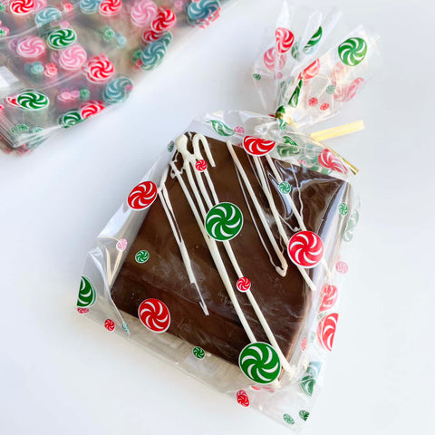 Peppermint print Christmas cello bags