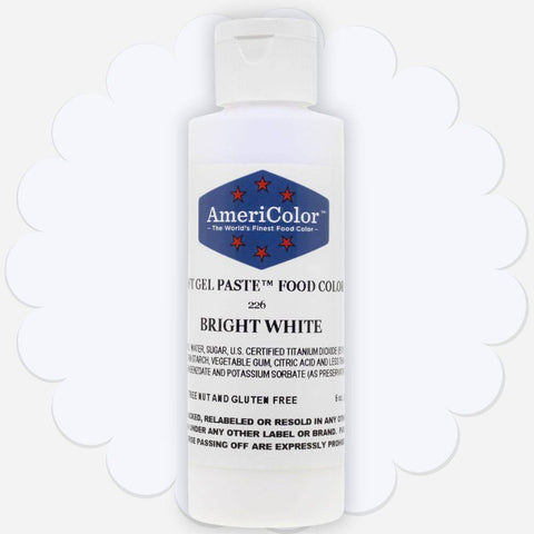 Bright white AmeriColor gel paste food coloring 6 ounce bottle