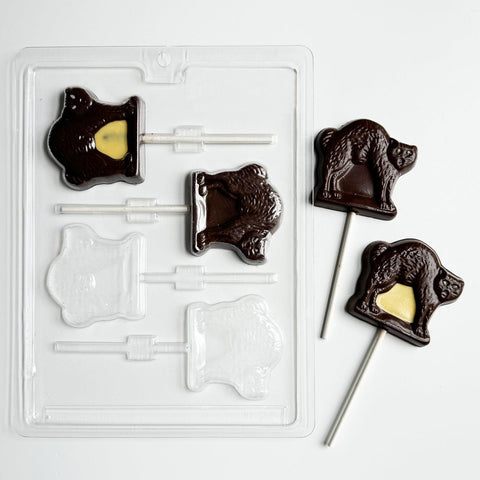 Halloween Cat Lollipop Chocolate Mold - Halloween Chocolate Molds