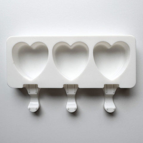 Heart cakesicle mold for making cake pops and ice cream pops.