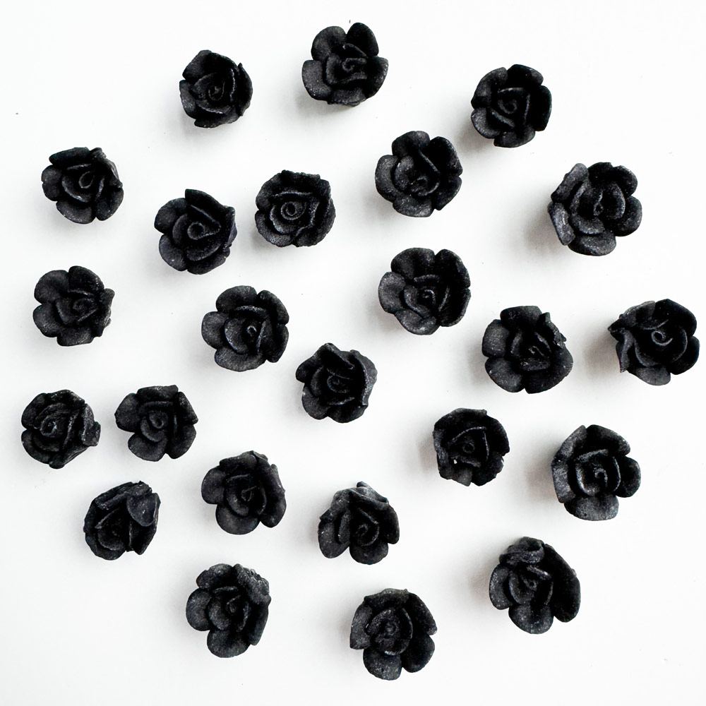 Mini Black Royal Icing Roses - Confectionery House