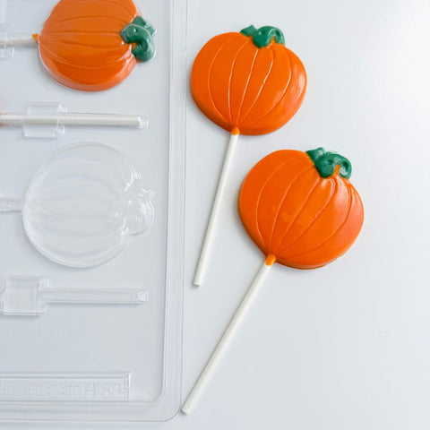 Plain Pumpkin Lollipop Chocolate Mold - Halloween Chocolate Molds