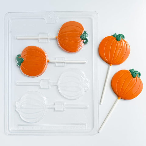 Plain Pumpkin Lollipop Chocolate Mold. - Halloween Chocolate Molds