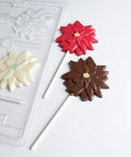 Poinsettia chocolate lollipops and candy mold.