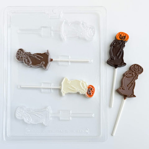 Pumpkin Head Ghost Lollipop Chocolate Mold - Halloween Candy Molds