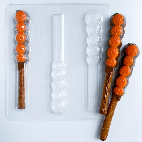 Stacked Pumpkin Pretzel Rod Chocolate Mold