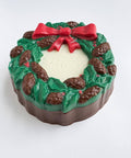 Wreath shaped box made of chocolate.
