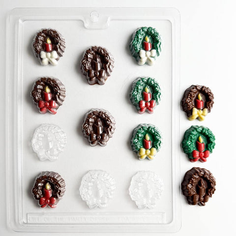 Wreath With Candle Candy Mold