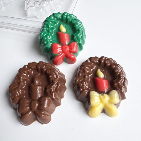 Wreath With Candle Candy Mold