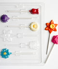Assorted flower chocolate lollipop mold with 6 flower designs