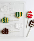 cute mitten pop candy mold with mitten shaped chocolate lollipops.