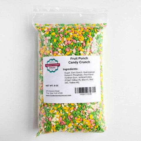 fruit punch candy crunch pieces packaged in an eight-ounce bag for candy making