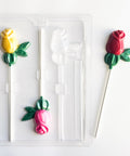 rose shaped lollipops made from long stem rose with leaves lollipop chocolate mold