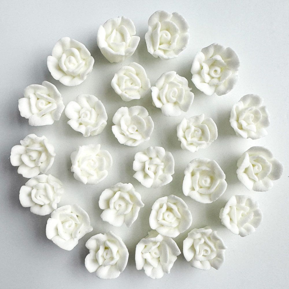 Mini White Royal Icing Roses - Confectionery House