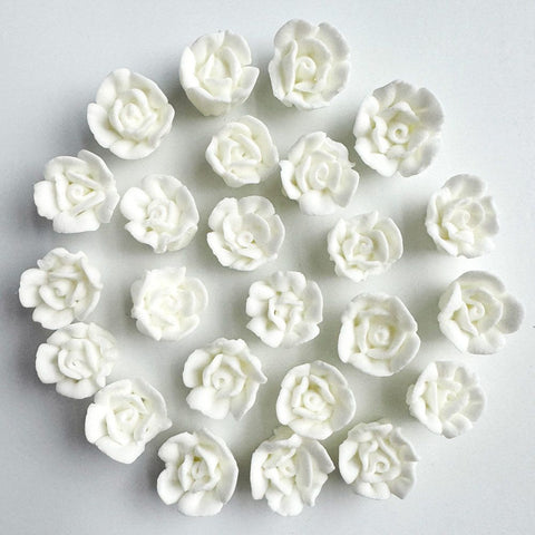 Mini white royal icing roses