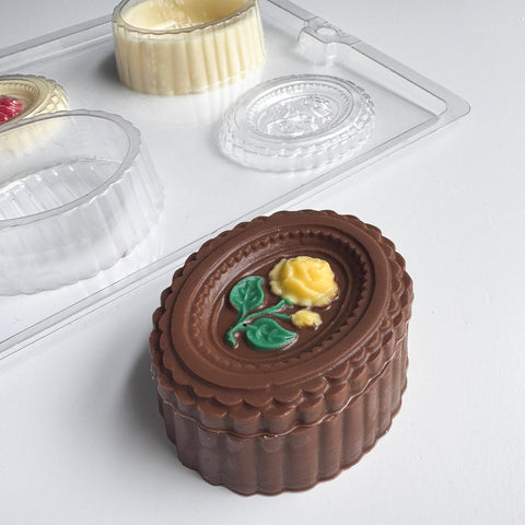 Oval Rose Pour Box Chocolate Mold