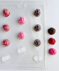 rose bon bon candy mold with chocolate rose pieces