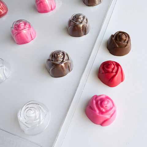 rose shaped chocolates with rose chocolate mold