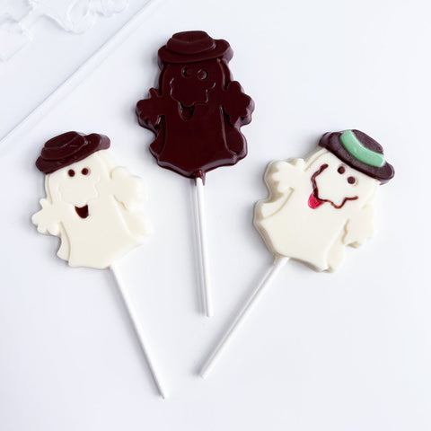 Scary Ghost With Hat Lollipop Chocolate Mold