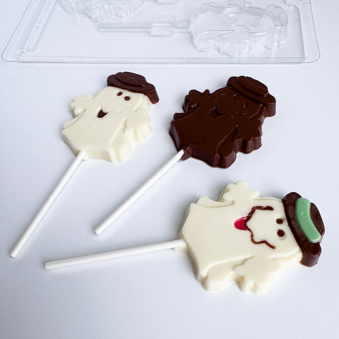 Scary Ghost With Hat Lollipop Chocolate Mold