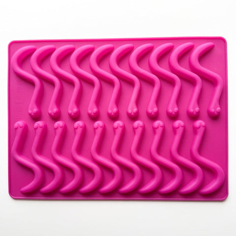 worm silicone gummy mold for molding chocolate, making gummies, or molding hard candy.