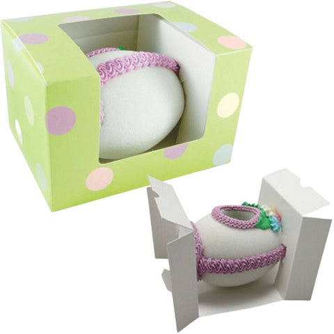 Two pound egg box - green with polka dots - with included inserts. 