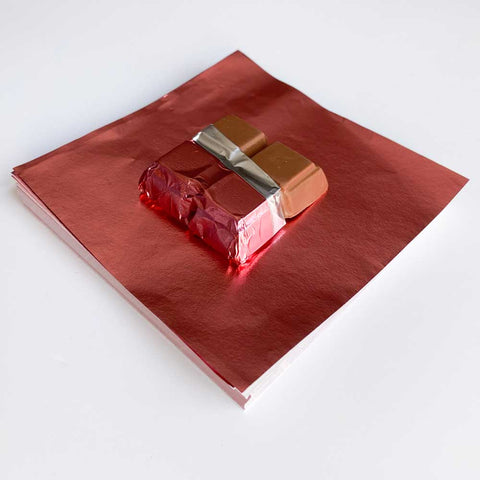 Red Paper Backed Foil Sheets for Overwrapping Chocolate Bars - Candy  Wrapper Store