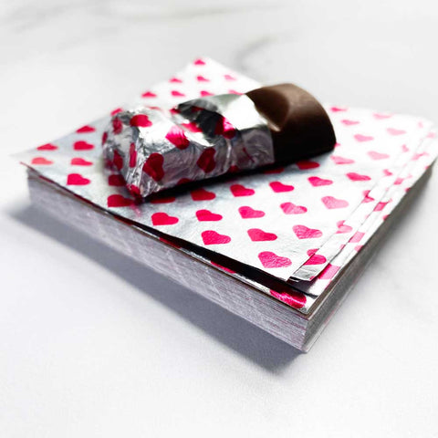 3x3 inch Valentine Foil Candy Wrappers with chocolate bar