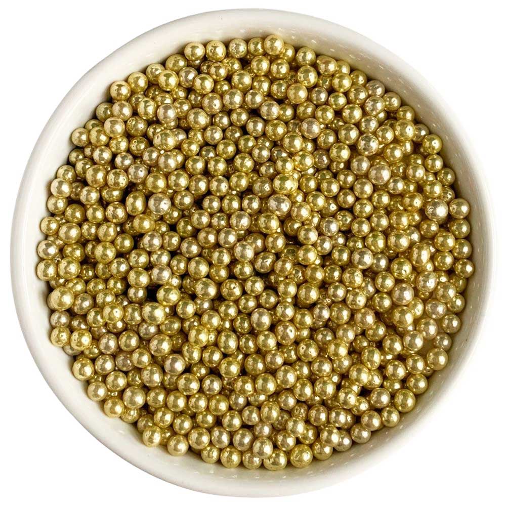 FunCakes Metallic Gold Sugar Pearls 4mm 80g