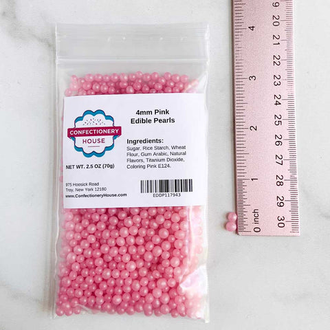 4mm Pink Edible Sugar Pearls