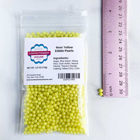 White Pearlised, 4mm Edible Sugar Pearls