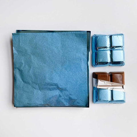 4x4 inch Blue Foil Candy Wrappers | Chocolate bar wrappers