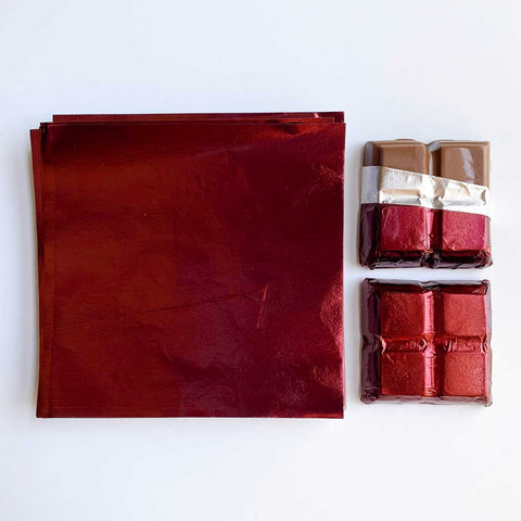 4x4 inch Burgundy Foil Candy Wrappers | Chocolate Bar Wrappers