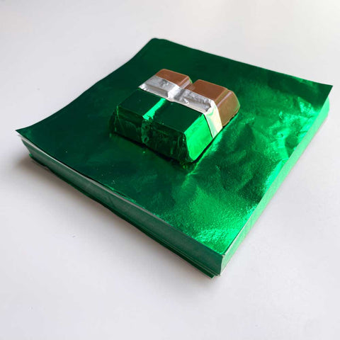 4x4 inch Green Foil Candy Wrappers for chocolate bars