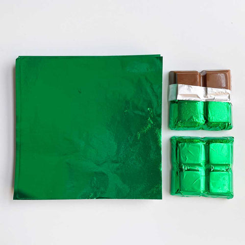 Dark Green Paper Backed Foil Sheets for Chocolate Bars - Candy Wrapper Store
