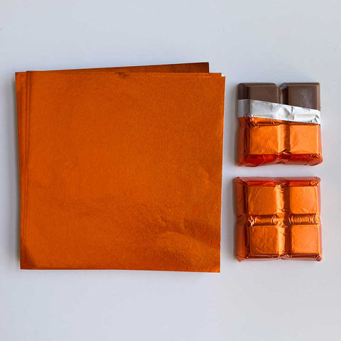 4x4 inch Orange Foil Candy Wrappers | Chocolate bar wrappers