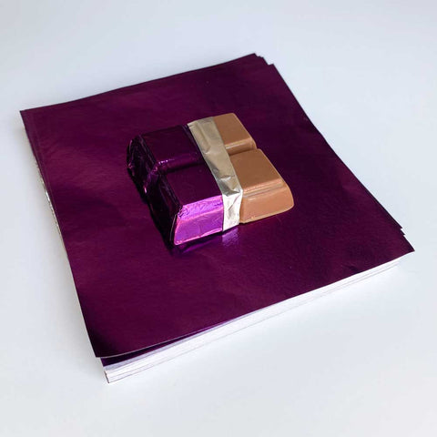 4x4 inch Purple Raspberry Foil Candy Wrappers for chocolate bars