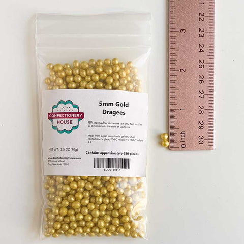 5MM Gold Dragees - Confectionery House