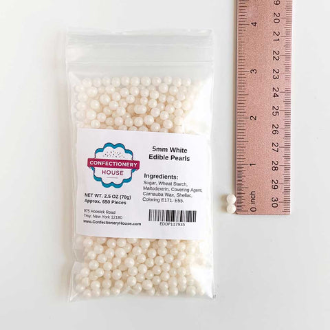 5mm White Edible Sugar Pearls